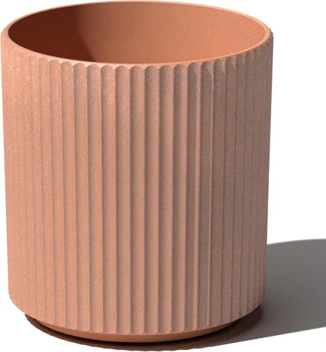 Miniatura 22 de Veradek Serie Mason Demi Plantador - Plantador Grande Redondo para Patio/Balcón Interior o Exterior Hecho de Plástico y Hormigón con Agujeros