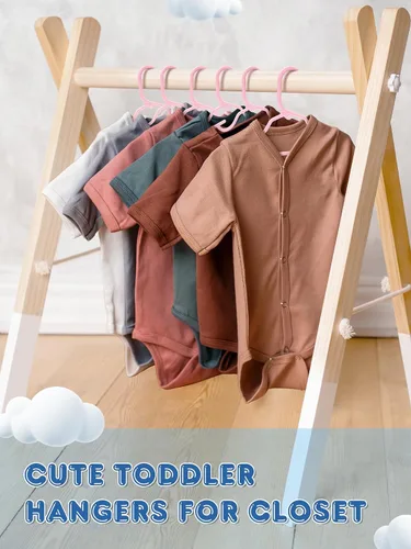 Miniatura 5 de SMARTOR Paquete de 60 perchas para bebé, perchas de plástico de 11.7 pulgadas para armario, perchas para ropa infantil y perchas para bebés, perchas