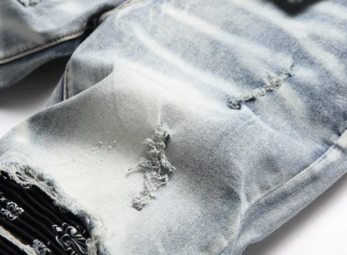 Miniatura 5 de OIIIO Jeans elásticos rasgados de ajuste regular para hombre