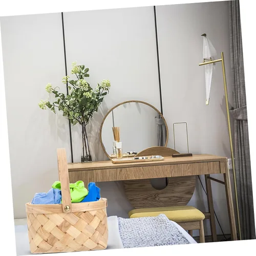Miniatura 7 de Cabilock Cesta de Pascua Cesta de mano simple Cesta de picnic Astillas de madera tejida Cesta de almacenamiento de virutas de madera Cesta