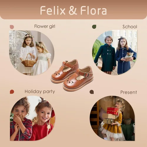 Miniatura 5 de Felix & Flora - Zapatos planos de vestir estilo Mary Jane para niña pequeña, zapatillas de ballet para niña, zapatos para fiestas y escuela