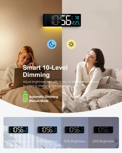 Miniatura 4 de Reloj de pared digital, reloj digital de pantalla grande de 40 cm con luz nocturna, reloj de pared con DST, alarma, LED, fecha, semana, temperatura