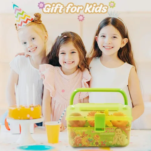 Miniatura 2 de VERTOY Juego de juguetes de construcción de jardín de flores para niñas de 3, 4, 5, 6 años, juegos de actividades educativas STEM y regalo de Verde