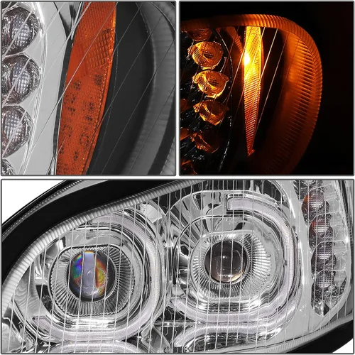 Miniatura 8 de DNA MOTORING - HL-HAY-015-CH Par de faros delanteros LED de halo dual DRL con señal de giro, haz alto/bajo, proyector compatible con Freightliner M2