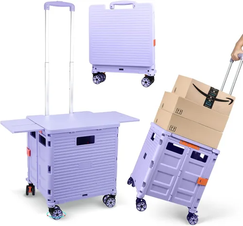 Miniatura 16 de Carrito plegable con ruedas, resistente al desgaste, sin ruido, carrito de compras con ruedas para comestibles, caja de herramientas de Caqui