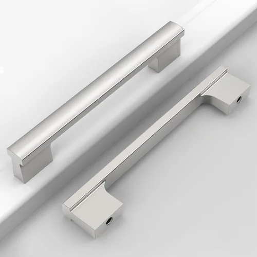 Paquete de 12 manijas de níquel satinado cepillado de 5 pulgadas (5.039 in) para gabinetes de cocina, tiradores de cajones de cocina, accesorios