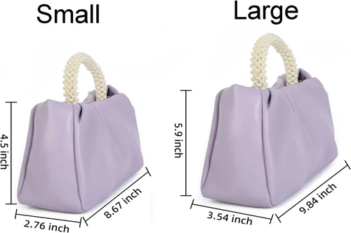 Miniatura 4 de Valleycomfy Bolsos de mano de noche con perlas para mujer, de cuero suave, fruncidos, cruzados, bolsa de hombro para fiestaboda