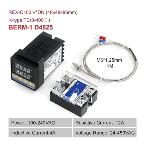 Miniatura 2 de Rex-C100 Short Shell Pid Temperature Controller + K Type Thermocouple + 40a SSR Relay + Heat Sink