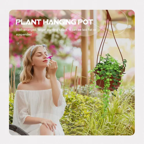Miniatura 5 de Yardwe Plantas artificiales para decoración al aire libre, 12 macetas colgantes de plástico, macetas de pared para plantas de interior y exterior