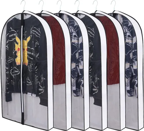 Miniatura 29 de Bolsas de ropa de 50 pulgadas para colgar ropa, fundas transparentes a prueba de trajes con refuerzos de 4 pulgadas para almacenamiento en armario