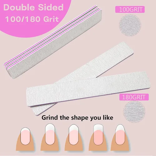 Miniatura 3 de 21 limas de uñas Emery Board, lima de uñas de grano 100/180 para uñas acrílicas y de gel