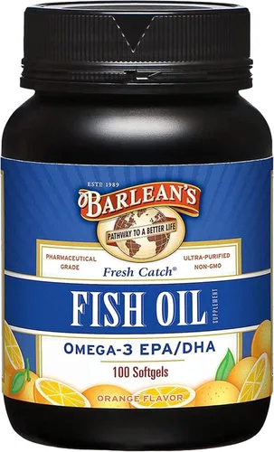 Barlean's Suplemento Omega 3 de aceite de pescado, cápsulas blandas de ácidos grasos EPA y DHA para la salud de las articulaciones, el cerebro y el