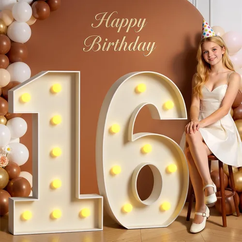 Miniatura 76 de Números de marquesina de 4 pies de alto, 4 pies de alto, números grandes iluminados 0 para 30, 40, 50, 60, decoración de fiesta de cumpleaños