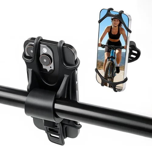 Miniatura 10 de Soportes universales de teléfono para bicicleta, soportes de silicona de rotación 360 para iPhone y Samsung, compatibles con teléfonos de 4.7 a 6.8