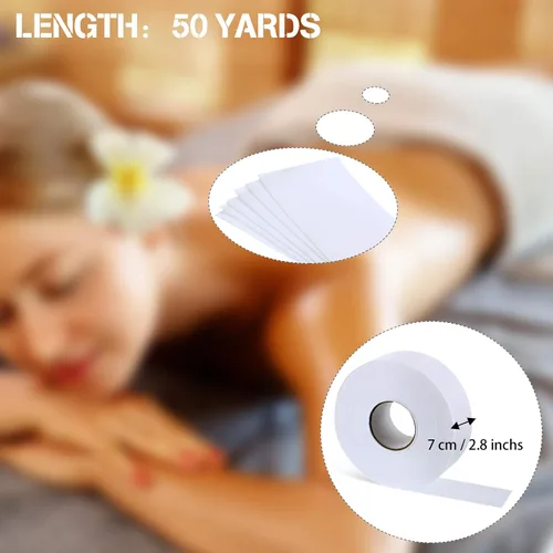 Maitys Rollo de tiras de cera, tiras de muselina no tejidas para depilación corporal y facial, 2.75 pulgadas x 50 yardas, color blanco