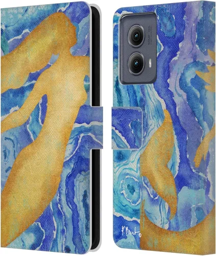 Head Case Designs Funda de piel con licencia oficial de Paul Brent Agate Mermaid Coastal para Motorola Edge (2024)