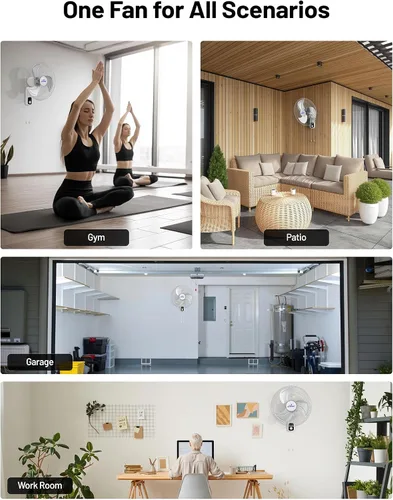 Miniatura 9 de iLiving Ventilador oscilante de montaje en pared con inclinación ajustable, 18 pulgadas, 3 velocidades, rejilla y hoja de metal, oscilación de 90