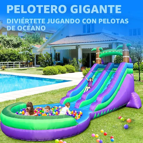 Miniatura 5 de Tobogán acuático inflable de grado para niños y adultos con gran piscina de salpicaduras, 22.5 x 9.84 x 10.6 pies, para fiesta en el patio trasero