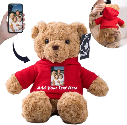 Oso de Peluche Personalizado, Animal de Peluche, Juguetes de Oso de Peluche con Texto Personalizado + Imagen como Regalos Personalizados para