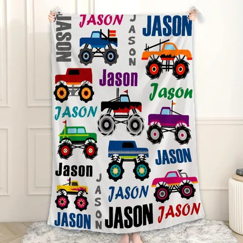 Miniatura 37 de Manta de Bebé Personalizada Camiones de Construcción Personalizados Camión Volquete Mantas con Nombre para Niños, Niñas y Pequeños Manta Suave