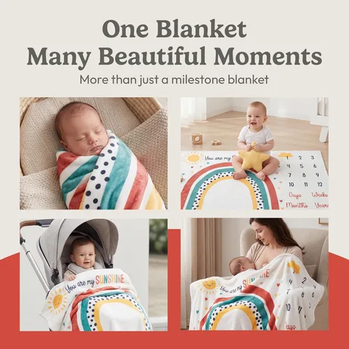 Miniatura 7 de Manta mensual de hito para bebé Bliss n' Baby para niña - 152,4x101,6 cm - Manta antiarrugas para recién nacido con tabla de crecimiento - Lavable