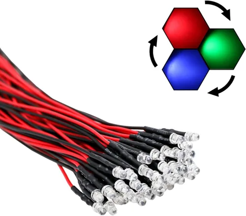 Miniatura 36 de 30 piezas de luces LED UV de 12 voltios, 3 mm, diodo emisor precableado, 20 cm, DC 12 V, lente transparente, luz LED ultravioleta, pequeñas lámparas