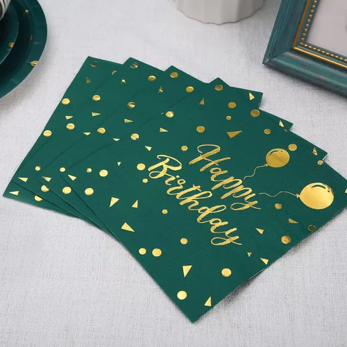 Miniatura 6 de Platos y servilletas verdes para decoración de cumpleaños, suministros de fiesta para decoración de esmeralda, 175