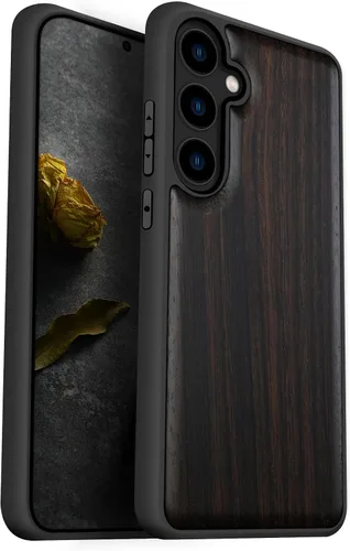 Miniatura 12 de Carveit Funda de madera para Galaxy S24 - Madera natural y TPU negro suave, cubierta protectora a prueba de golpes, diseño de madera único Bandera