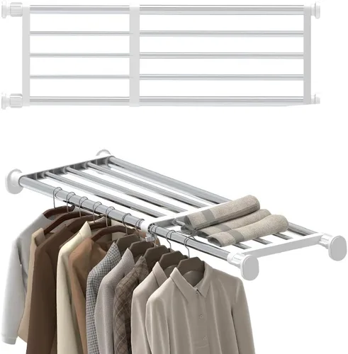 Miniatura 22 de Hershii Estante expandible con sistema de armario de barra resistente, colgador de ropa ajustable para bricolaje, organizador de almacenamiento
