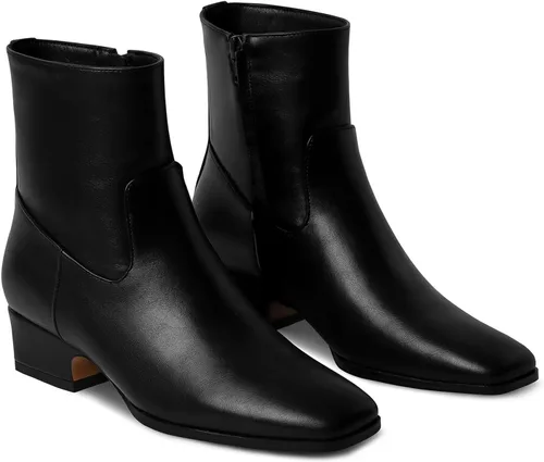 Miniatura 7 de Women's Ankle Boots Square Toe Low Chunky Block Heel Booties Comfortable Short Boots Side Zipper Booties Shoes