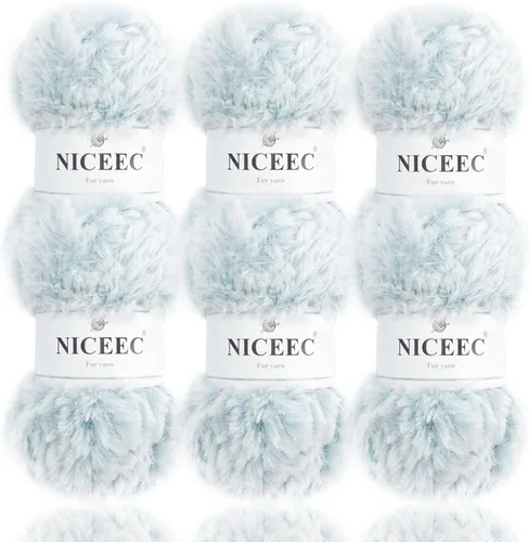 Miniatura 44 de NICEEC Hilo de Pelo Sintético Super Suave, Grueso y Esponjoso, Hilo de Pestañas para Crochet y Tejido (Longitud Total 192m/9.1kg) - Otoño/300g