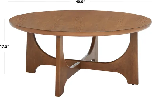 Miniatura 3 de SAFAVIEH Furniture - Mesa de centro de madera Sasha - Roble mediano - Madera - Diseño redondo moderno - Ideal para sala de estar, sala de estar