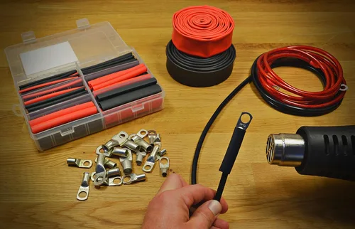 Miniatura 5 de Kit termorretráctil marino adhesivo de doble pared, 130 unidades, relación de encogimiento 3:1, negro y rojo