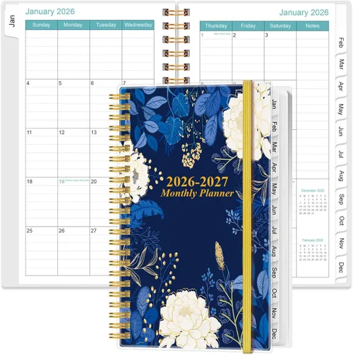 Miniatura 21 de Agenda mensual 2026-2027 – Agenda mensual de enero de 2026 a junio de 2027, dos páginas por mes, 18 calendarios/agendas mensuales con pestañas