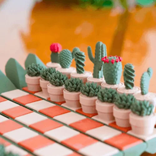 Miniatura 3 de Cactichess - Juego de ajedrez de cactus enrollable avanzado, tablero de ajedrez con temática de cactus, juego de ajedrez portátil impreso en 3D