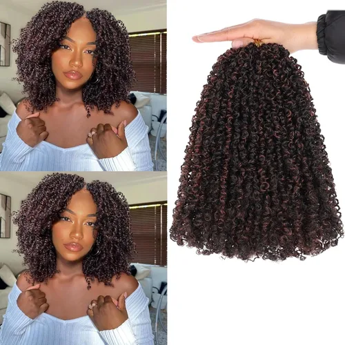 Miniatura 48 de Unionbeauty - Paquete de 8 trenzas de ganchillo Yanky Twist de 6 pulgadas, 8 paquetes, color negro natural, micro Passion Twist, extensiones
