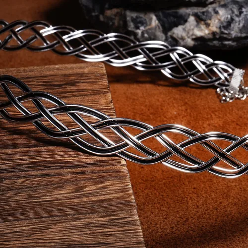 Miniatura 6 de Coteeza Fairy Circlet Medieval Crown Handmade Viking Braided Headpiece Celtic Headband Tiara Silver and Black Renaissance Cosplay fashion Hair