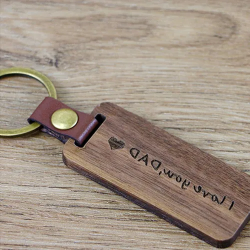 Miniatura 4 de Llavero de madera de cuero personalizado a granel grabado con láser personalizado llavero llavero de madera llaveros etiquetas regalo artesanía