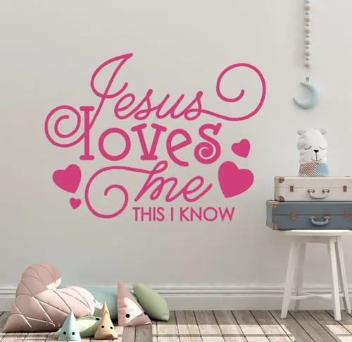 Miniatura 8 de 30 x 24 pulgadas Jesús me ama esto sé corazón lindo para la Biblia Tells Me So Song Niños calcomanía de pared mural arte decoración del hogar