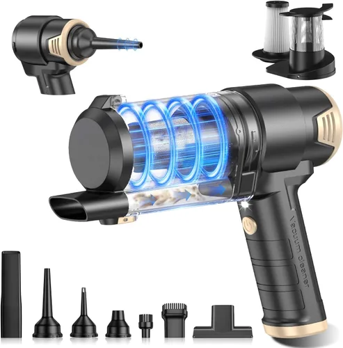 Miniatura 15 de KMM Aspiradora de mano para automóvil, aspiradora de 10000 PA y plumero de aire, aspiradora de alta potencia de 120 W, portátil, inalámbrico