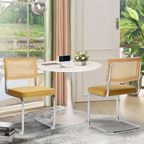 Miniatura 55 de Juego de 6 Sillas de Comedor Tapizadas de Terciopelo, Sillas Laterales de Cocina de Estilo Moderno con Ribete de Tachuelas y Patas de Madera, Anillo