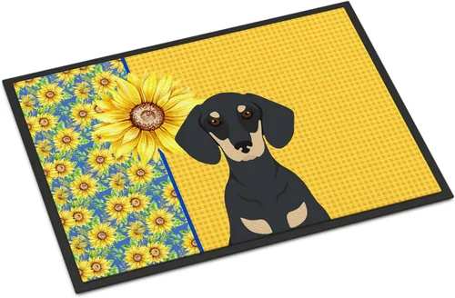 Miniatura 79 de Caroline's Treasures WDK5313MAT Airedale Terrier - Tapete para puerta delantera de 18 x 27 pulgadas, diseño de girasoles de verano, para entrada