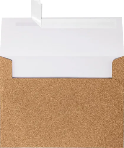 LUXPaper Sobres de invitación A7 | Despegar y prensar | 5 1/4 pulgadas x 7 1/4 pulgadas | Brillo de oro rosa | Texto de 90 libras | 50 unidades