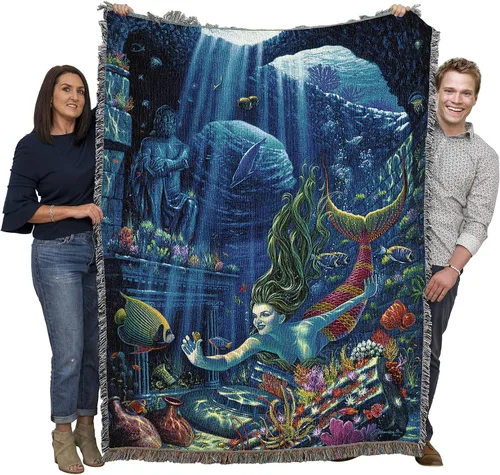 Miniatura 16 de Pure Country Weavers Brigid Ashwood - Manta de sirena con diseño de ruinas antiguas, manta tejida de algodón, hecha en los Estados Unidos