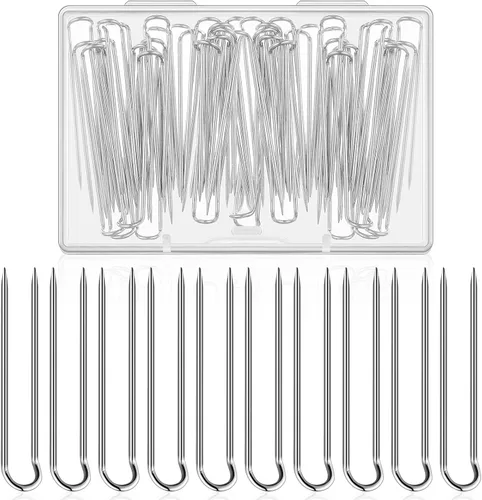 Miniatura 8 de 50 pines de costura en forma de U para coser y coser en forma de puntas, de acero inoxidable, para decoración del hogar
