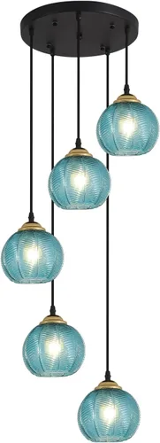 Miniatura 17 de KCO Iluminación Moderna de Vidrio Gris Ahumado Lámpara Colgante Isla de Cocina Globo Grande Estilo Granja Iluminación Colgante Ajustable Vidrio