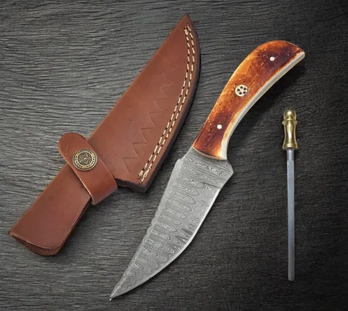 Miniatura 13 de Poshland Cuchillo Karambit de acero de Damasco hecho a mano de 9.5 pulgadas, hoja fija de espiga completa Cuchillo afilado para exteriores