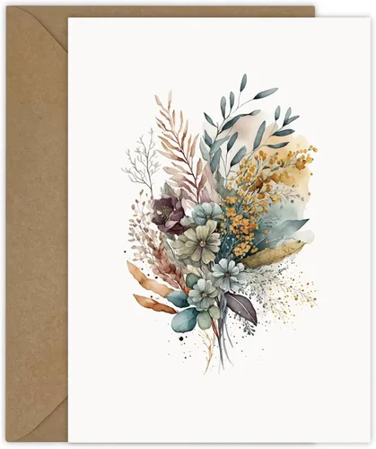 Miniatura 3 de 25 tarjetas de felicitación de flores de acuarela para todas las ocasiones en blanco con sobres