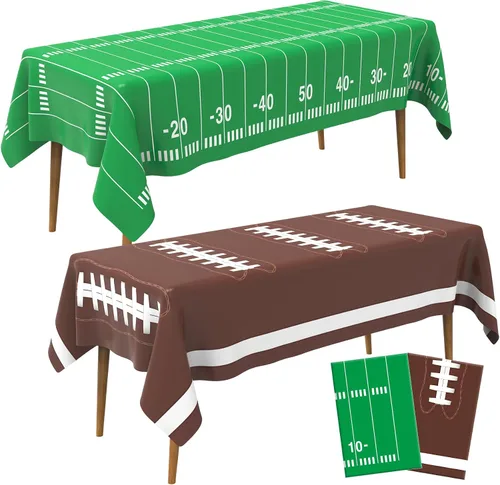 Decoraciones para Fiestas de Fútbol, Paquete de 2 Manteles de Plástico para Fútbol (54x108 Pulgadas), Cubiertas de Manteles Rectangulares