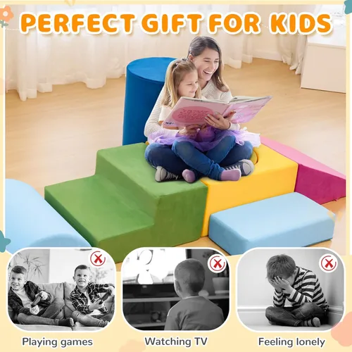Miniatura 9 de Edbuosy Juguetes de Escalada para Niños Pequeños en Interiores, 7 Piezas de Coloridos Bloques de Espuma para Trepar, Juego de Escalada Suave Modular
